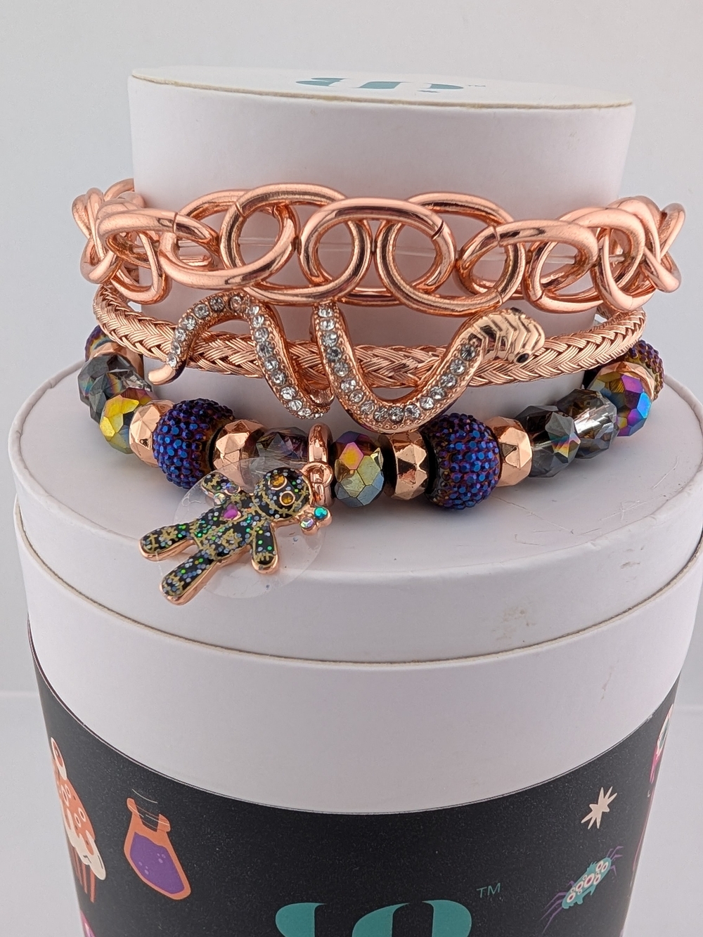 BP 2023 Halloween Stack Rose Gold Bracelet Set with Multicolor Beads